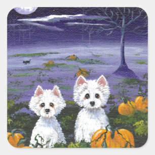 Grappige Hond Westie White West Highland Terrier H Vierkante Sticker