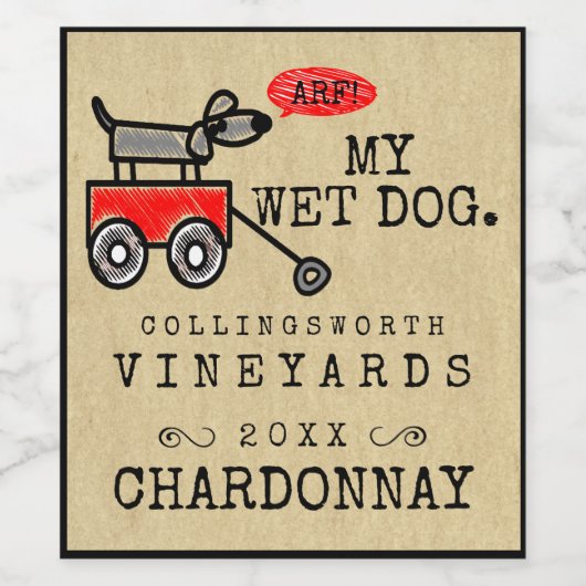 Grappige hond zelfgemaakte wijn label wijn etiket (Enkel label)