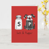 Grappige hond zout en peper kaart (Gele Bloem)