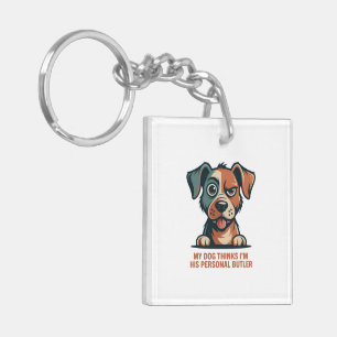Grappige Honden Butler Citaat Illustratie Sleutelhanger