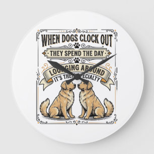 Grappige Honden Citaat Vintage Gravure Loungende P Grote Klok