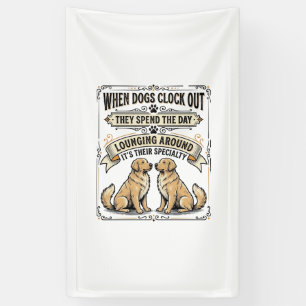 Grappige Honden Citaat Vintage Gravure Loungende P Spandoek