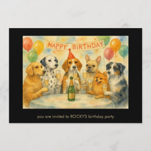 Grappige honden die champagne drinken verjaardagsf kaart