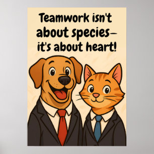 Grappige honden- en kattenmuurkunst met Inspireren Poster