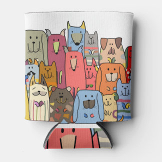 Grappige honden familie: naadloos patroon. blikjeskoeler