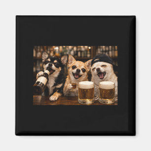 Grappige Honden Feest Drinken Bier Vrienden Chihua Magneet