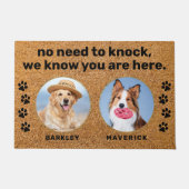 Grappige honden geen behoefte om te kloppen aangep deurmat (Voorkant)