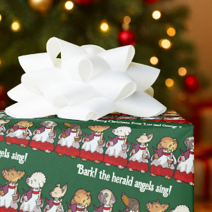 Grappige Honden Kerstliedjeszangers Voeg Je Berich Cadeaupapier