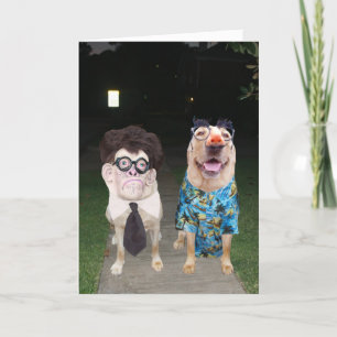 Grappige honden / Labs als mensen op Halloween Kaart