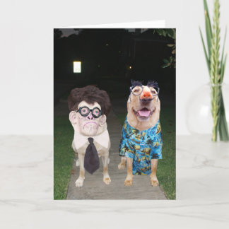 Grappige honden / Labs als mensen op Halloween Kaart