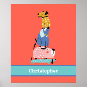 Grappige honden met naam kinderen poster