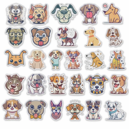 Grappige honden set 1 sticker (Voorkant)