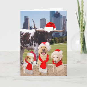 Grappige Honden Vrolijk Kerstfeest uit Houston Feestdagen Kaart
