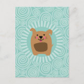 Grappige hondenansichtkaart - Cute Puppy Turquoise Briefkaart (Voorkant)