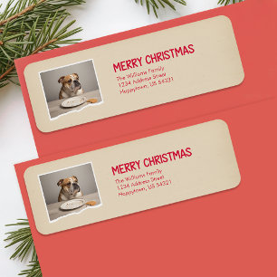 Grappige hondenhuisdierfoto Kerst retouradres Etiket