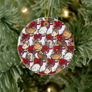Grappige Hondenkoor Kerstlied Zangers Cartoon Keramisch Ornament