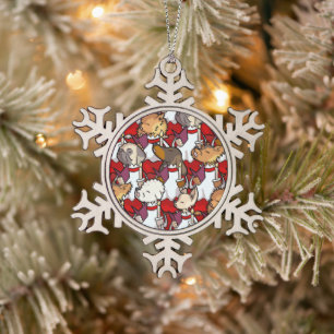 Grappige Hondenkoor Kerstlied Zangers Cartoon Tin Sneeuwvlok Ornament