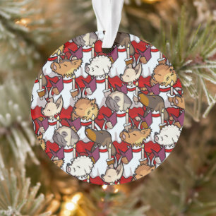 Grappige hondenkoor Kerstliedjeszangers Cartoon Ornament