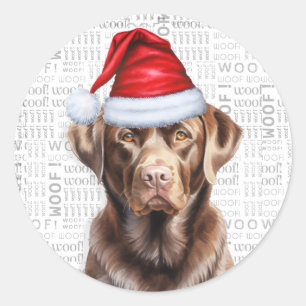 Grappige hondenliefhebber kerstchocolade labrador ronde sticker