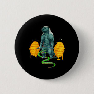 Grappige Honey Badger Deadlifting Gewichtheffen Bo Ronde Button 5,7 Cm