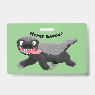 Grappige hongerige honingdas cartoonillustratie badge