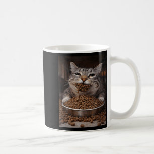 Grappige hongerige kat meme voor de kattenbak chao koffiemok
