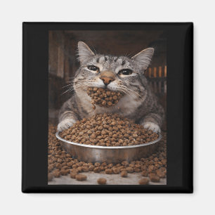 Grappige hongerige kat meme voor de kattenbak chao magneet