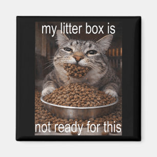 Grappige hongerige kat meme voor de kattenbak chao magneet