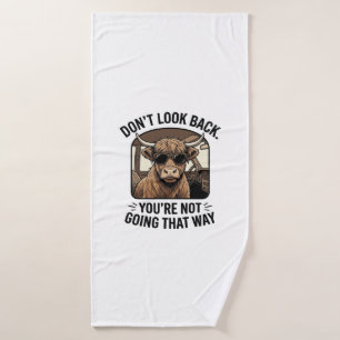 Grappige Hoogland Koe Niet Omkijken Retro Badhanddoek