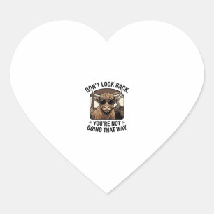 Grappige Hoogland Koe Niet Omkijken Retro Hart Sticker