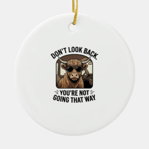 Grappige Hoogland Koe Niet Omkijken Retro Keramisch Ornament
