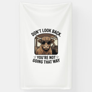 Grappige Hoogland Koe Niet Omkijken Retro Spandoek