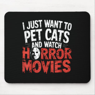 Grappige horlogehorrorfilmfan - Halloween-kattenli Muismat