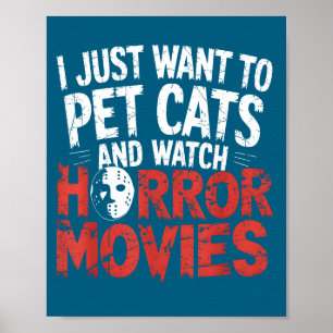Grappige horlogehorrorfilmfan - Halloween kattenli Poster