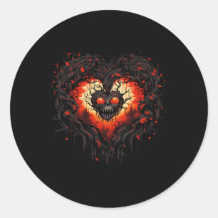 Grappige Horror Ghost Red Heart Schedel Creepy Hal Ronde Sticker