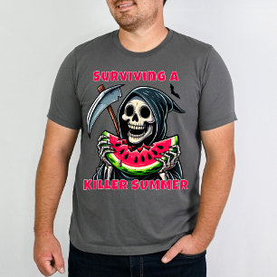 Grappige Horror Grim Reaper Watermelon Summerween T-shirt