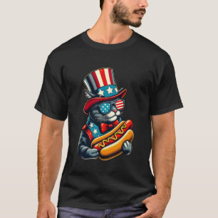 Grappige Hot Dog Kat HotDog 4 juli T-shirt