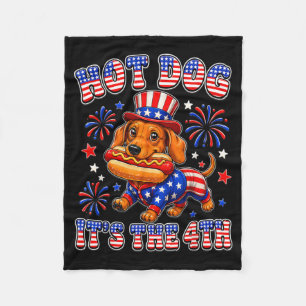 Grappige Hotdog 4 juli Teckel Patriottisch USA Fleece Deken