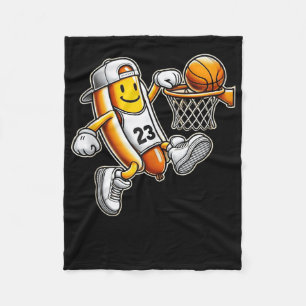 Grappige Hotdog Basketbal Dunk Sportcourt Atletiek Fleece Deken
