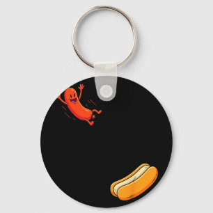 Grappige hotdog die in broodje worst bbq hoog spri sleutelhanger