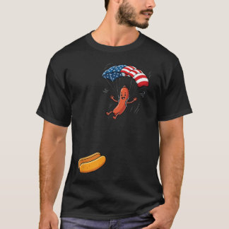 Grappige Hotdog Die In Broodje Worst BBQ Springt T-shirt