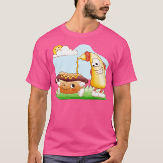 Grappige hotdog en mosterd t-shirt