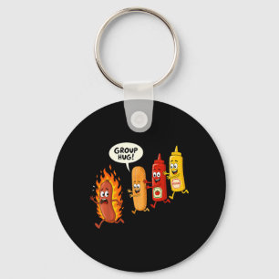 Grappige Hotdog Groepsknuffel Worst Hot Dog Broodj Sleutelhanger