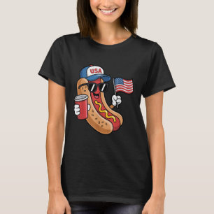 Grappige hotdog patriottische USA vlag 4 juli Inde T-shirt