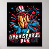 Grappige hotdog t rex dinosaurus 4 juli Amerisauru Poster (Voorkant)