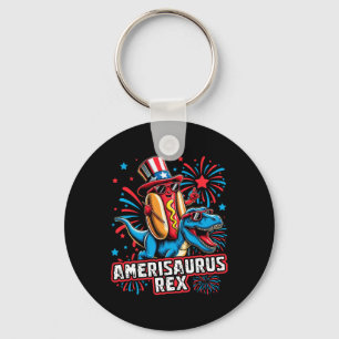 Grappige hotdog t rex dinosaurus 4 juli Amerisauru Sleutelhanger
