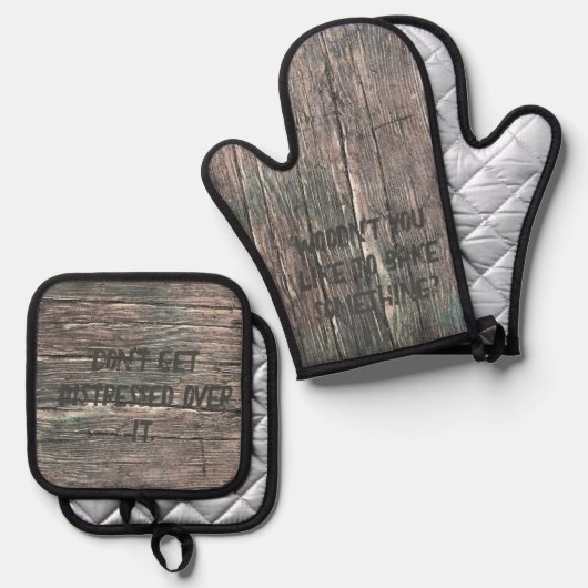 Grappige Houten Pun Pot Houder Set (Voorkant / Achterkant)