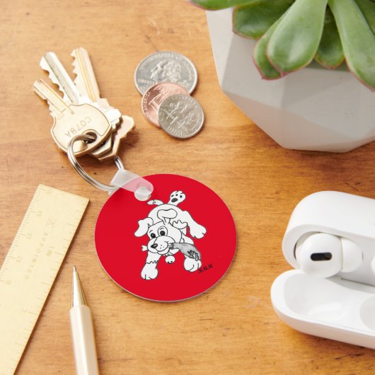 Grappige houtskool potlood hond tekening hand in m sleutelhanger (Bureau)