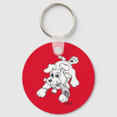 Grappige houtskool potlood hond tekening hand in m sleutelhanger (Achterkant)