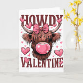 Grappige Howdy Valentijn Highland Koe Valentijnsda Kaart (Gele Bloem)
